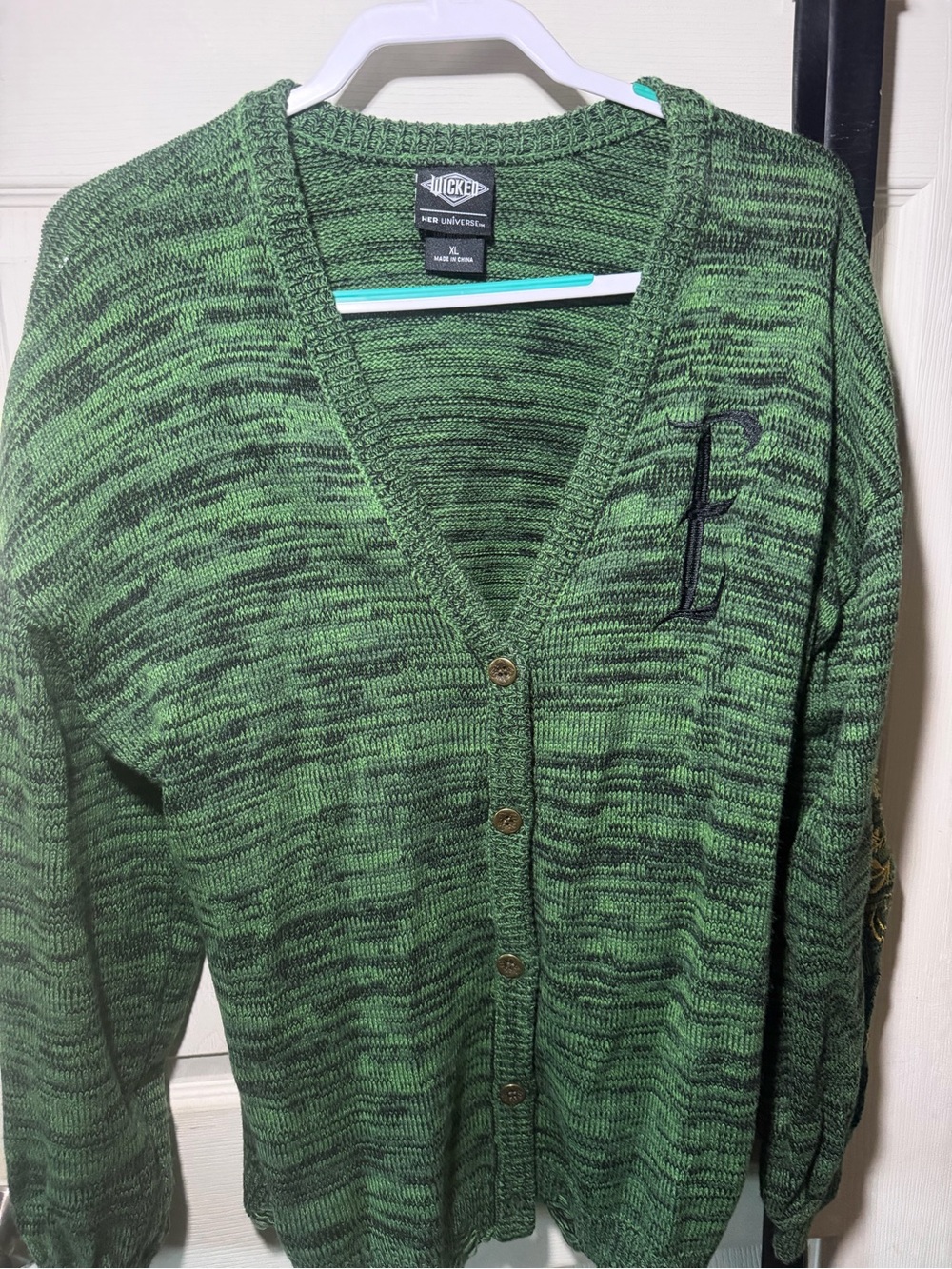Hot Topic Green WICKED Button-Up Cardigan